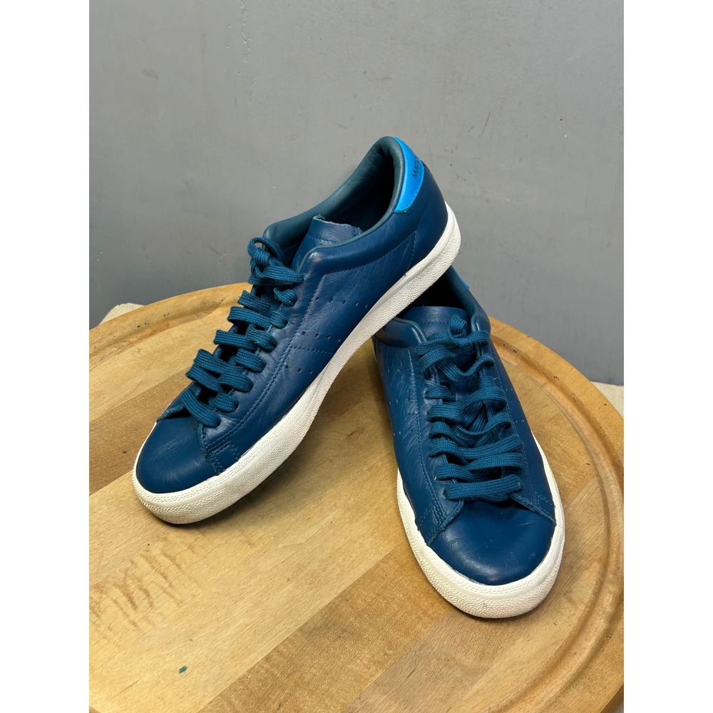 adidas Men's Match Play - Deep Teal Blue Leather Sneakers with White Sole